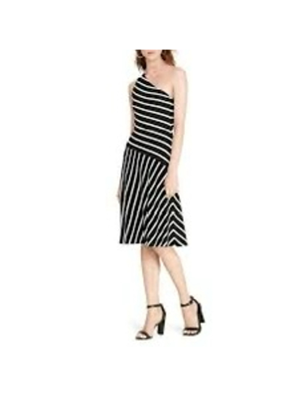 NWT Lauren Ralph Lauren One Shoulder Midi Dress Size L Paris Chic Euro Summer F1